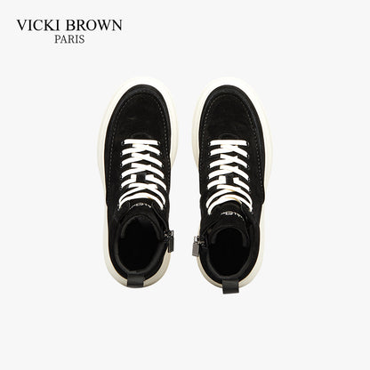 High-top Suede Skate Shoes Black/Dark Khaki