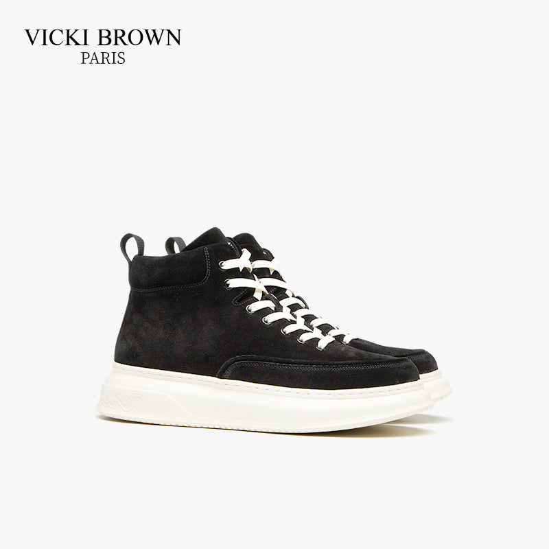 High-top Suede Skate Shoes Black/Dark Khaki