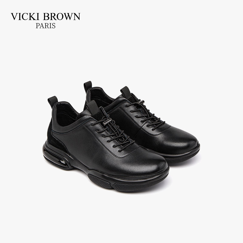 Lace-Up Air Cushion Leather Business Shoes Black