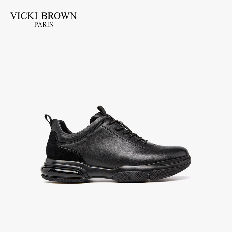 Lace-Up Air Cushion Leather Business Shoes Black