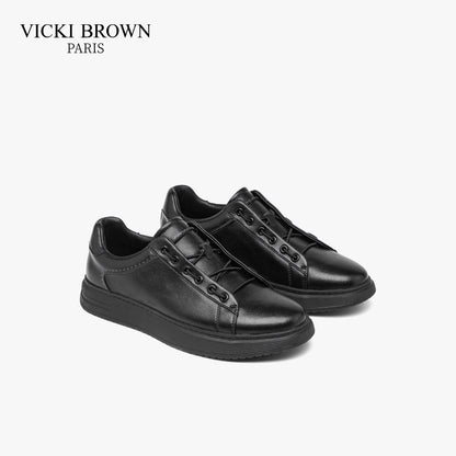 Slip-On Leather Skate Shoes Black/White