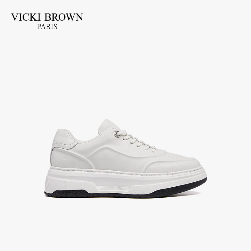 Lightweight Platform Skate Shoes White/Beige