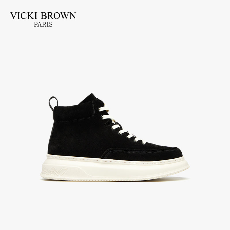 High-top Suede Skate Shoes Black/Dark Khaki