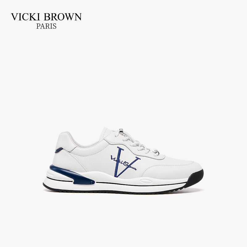 Embroidered Logo Casual Sneakers White