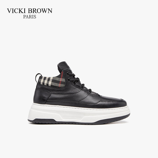 High-top Skate Shoes Black/Beige