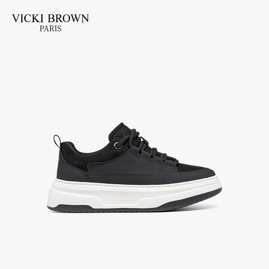 Nubuck&Leather Platform Skate Shoes Black/Brown