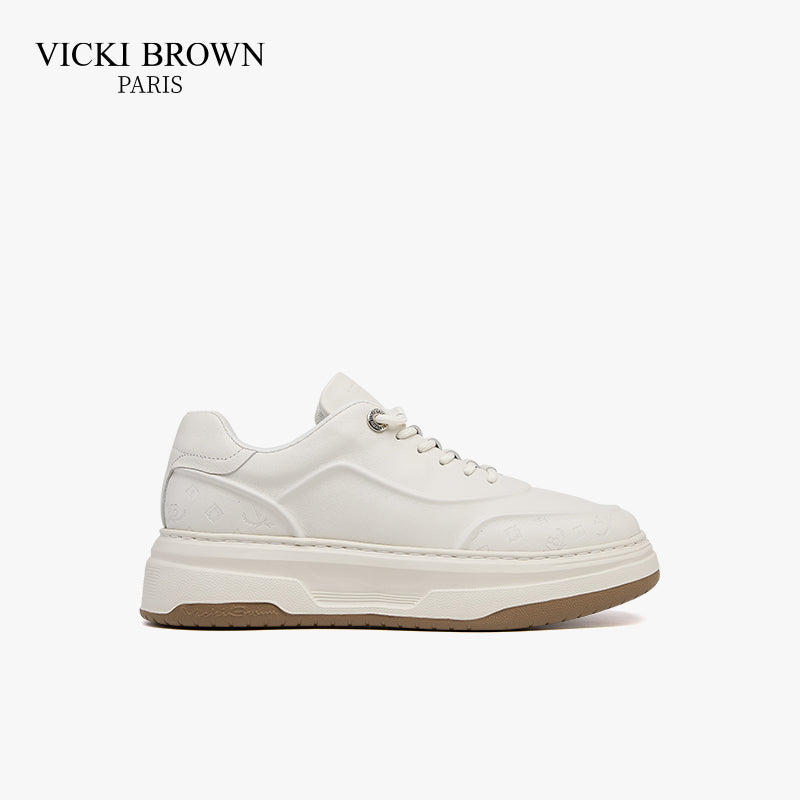 Lightweight Platform Skate Shoes White/Beige