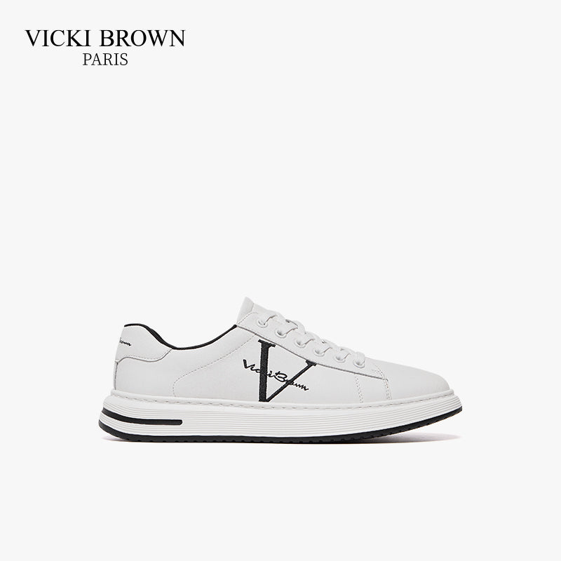 Embroidered Logo Wide Width Skate Shoes White/Black