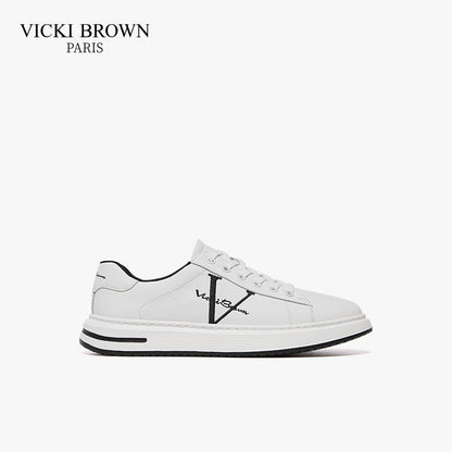 Embroidered Logo Wide Width Skate Shoes White/Black